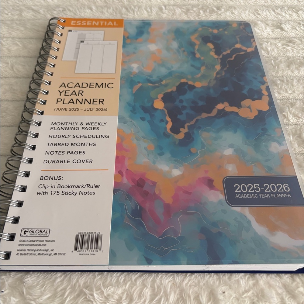 2025–2026 Essential Academic Year Planner | Hourly Daily Layout | Blue Marble |